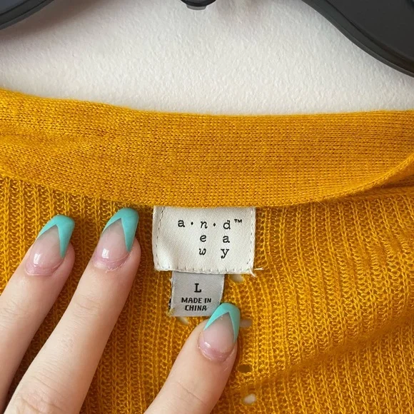 oversized long mustard yellow cardigan - Picture 2 of 2